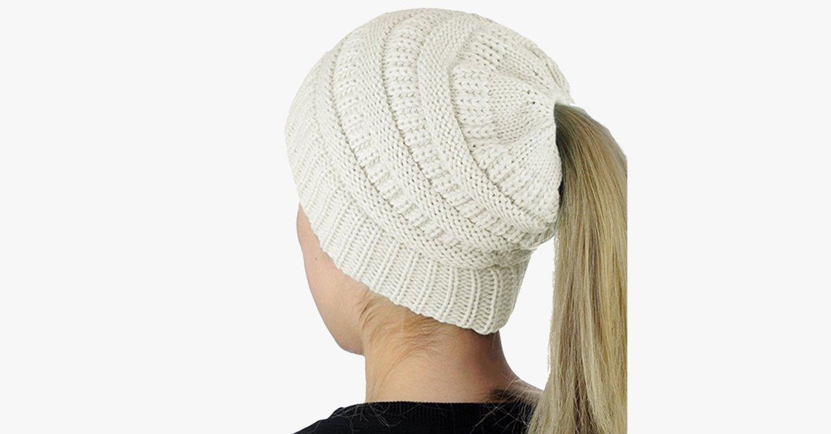 Soft Knit Ponytail Beanie