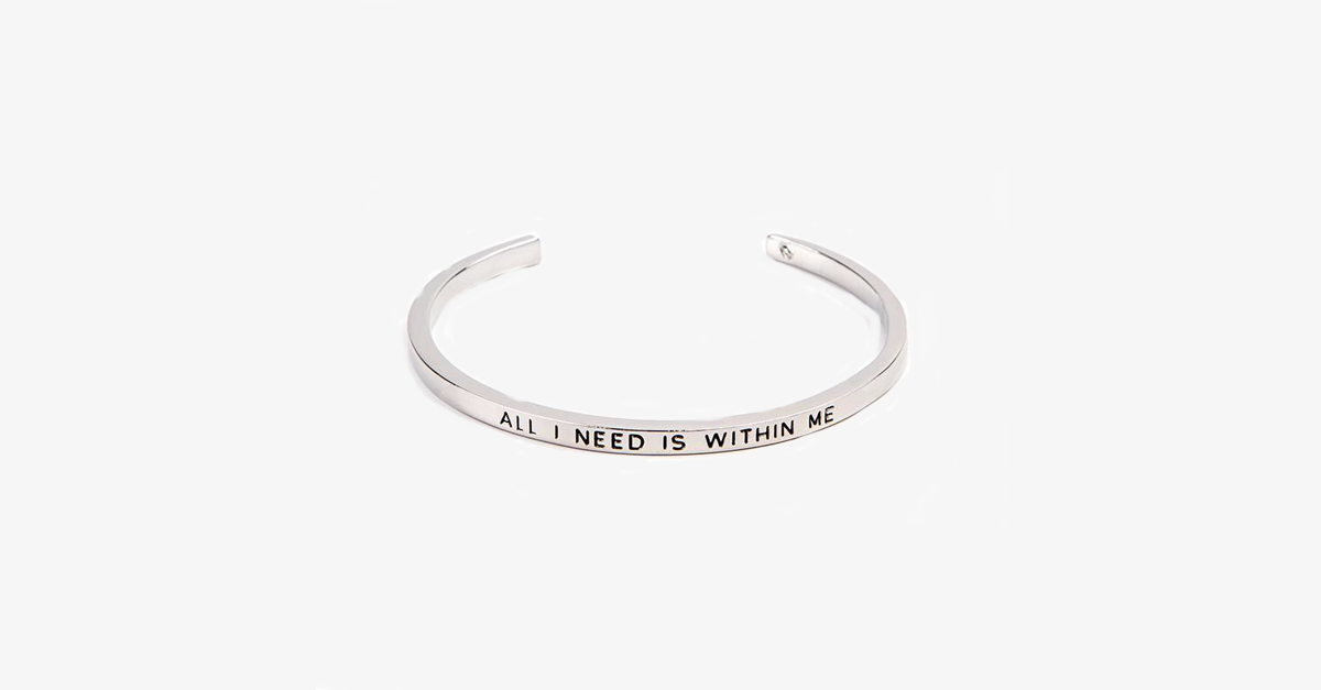 Beautiful Cuff Bangle Bracelet with Motivational Quote