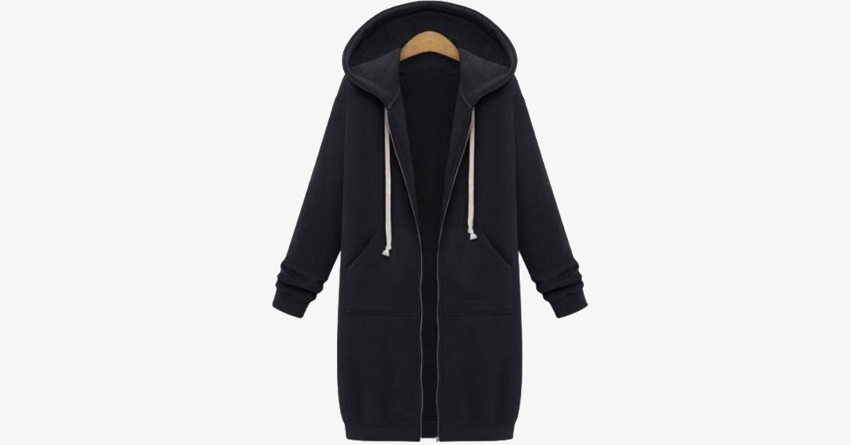 Women's Long Zip Sweatshirt Hoodie