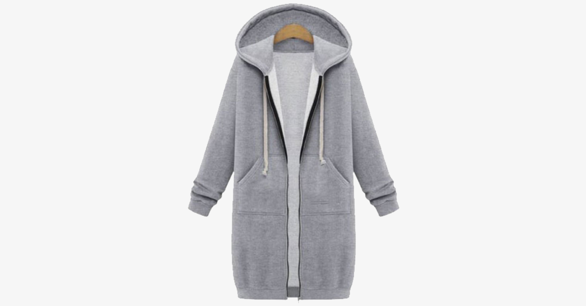 Women's Long Zip Sweatshirt Hoodie